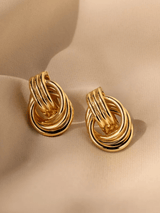 Vintage Boho Double Hoop Knotted Dangle Earrings