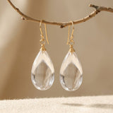 Clear Crystal Teardrop Gold Wire Earrings