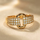 Pavé Gold Double Link Diamond Band Ring